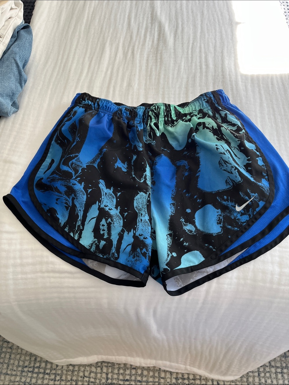 Nike Women's Black and Blue Athletic Shorts